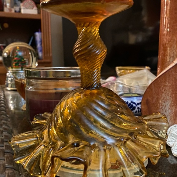 A Ruffled Blown Glass Candy Dish - Picture 6 of 8